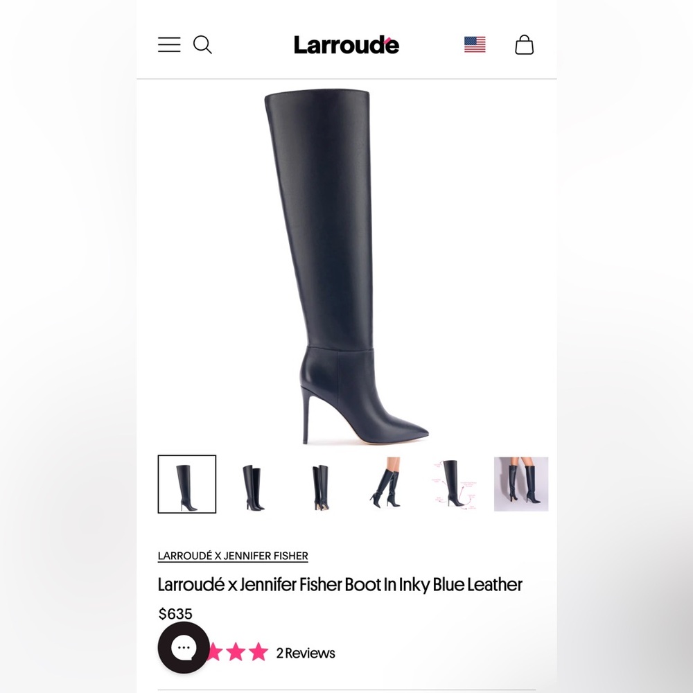 Larroudé x Jennifer Fisher Over The Knee Boot Blue Leather NWT- size 6 1/2